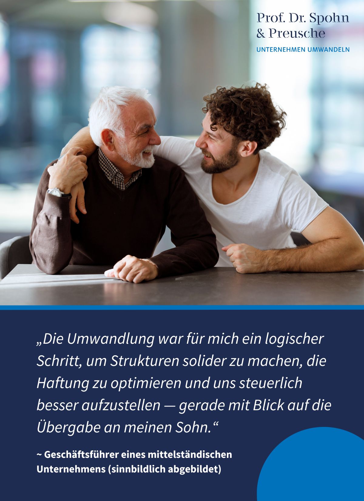 Geschäftsführer erklärt Gründe für Unternehmensumwandlung.